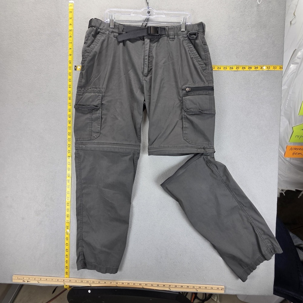 BC Clothing Pants Mens XL Gray Convertible Cargo Stretch Hiking Belted